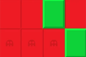 Czerwone i zielone kwadratowe bloki ułożone na siatce