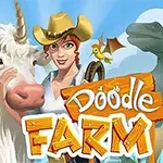 Kobieta w kowbojskim kapeluszu stoi obok jednorożca, trzymając go za szyję, z małą jaszczurką na ramieniu, na tle nieba i drzew