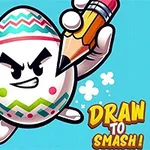 Rysunkowy jajko z wściekłą miną trzymające wielki ołówek na niebieskim tle, otoczone białymi gwiazdkami i chmurkami