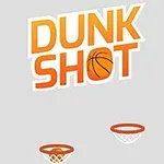 Napis Dunk Shot z piłką do koszykówki wplecioną w literę O oraz dwa rysunkowe kosze na szarym tle