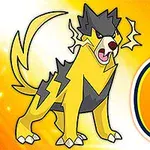 Żółto-czarny elektryczny stwór z piorunem na tle z numerem sześć