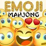 Wizerunki uśmiechniętych emoji o różnych wyrazach twarzy z tekstem Emoji Mahjong powyżej