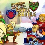 Rysunek przedstawia grupę elfów i krasnoludów przygotowujących się do bitwy w lesie z kolorowymi herbami i napisami