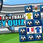 Ilustracja przedstawia stadion piłkarski z napisem European Football Jersey Quiz oraz grafiką koszulek piłkarskich i piłek