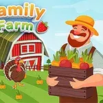 Rolnik w kapeluszu trzymający skrzynkę z warzywami na tle czerwonej stodoły i krajobrazu farmy z indykiem