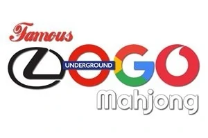 Znaki znanych marek tworzą napis LOGO z dodatkowymi słowami Famous, Underground i mahjong