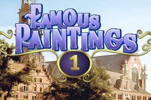 Napis Famous Paintings 1 na tle budynku z wieżą i drzewami