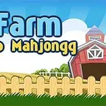 Napis Farm Flip Mahjongg na tle farmy z czerwonym stodołą i ogrodzeniem