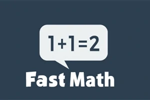 Napis 1+1=2 w dymku oraz tekst Fast Math na granatowym tle