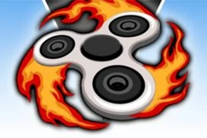 Spinner otoczony płomieniami na niebieskim tle