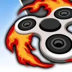 Spinner otoczony płomieniami na niebieskim tle