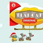 Sterowiec z napisem FlapCat Christmas z postacią w czapce świątecznej i dwoma reniferami
