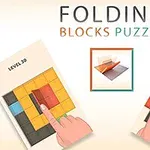 Dwie ręce składają kolorowe bloki na planszach oznaczonych jako poziomy 30 i 28, z logiem w centrum