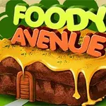 Budynek w kształcie kanapki z topniejącym serem na dachu, nad nim kolorowy napis FOODY AVENUE