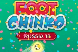 Kolorowy napis Foot Chinko Russia 18 z konfetti na tle zielonym