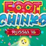 Kolorowy napis Foot Chinko Russia 18 z konfetti na tle zielonym