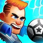 Animowana postać piłkarza z intensywnym wyrazem twarzy próbująca złapać lecącą piłkę na tle siatki