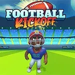 Postać w stroju futbolowym na stadionie z napisem Football Kickoff w tle