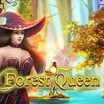 Kobieta w kapeluszu czarodziejki w czarującym lesie z napisem Forest Queen 2