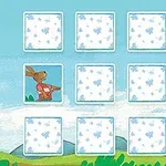 Ilustracja przedstawia dwanaście kart z grafikami, w tym żaba w stawie i kangur na tle krajobrazu