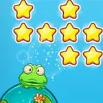 Zielona żaba siedząca na niebieskiej kopule z żółtymi gwiazdkami w tle na niebieskim tle