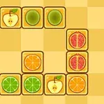 Kwadratowe kafelki z grafikami owoców na szachownicy: jabłka, kiwi, pomarańcze, grejpfruty i limonki