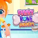 Dziewczynka z pomarańczowymi włosami na szczudłach z uśmiechniętą torebką w jasnym pomieszczeniu, obok kolorowy napis