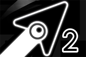 Czarno-biała ikona strzały z numerem 2 po prawej stronie