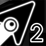 Czarno-biała ikona strzały z numerem 2 po prawej stronie