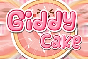Napis Giddy Cake w różowych literach na tle ciasta z kremowymi i różowymi elementami dekoracyjnymi