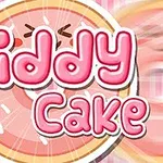 Napis Giddy Cake w różowych literach na tle ciasta z kremowymi i różowymi elementami dekoracyjnymi