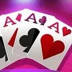 Cztery asa kart do gry w kolorach pik, karo, trefl i kier na różowym tle