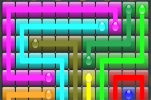 Kolorowe linie tworzące labirynt na ciemnoszarym tle z drobnymi kropkami