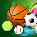 Piłki sportowe na zielonym tle, w tym do koszykówki, piłki nożnej, tenisa, baseballu i plażowa