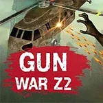 Helikopter ostrzeliwuje zombi, z boku widoczny napis GUN WAR Z2