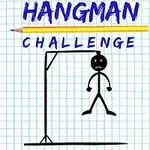 Napis HANGMAN CHALLENGE nad narysowaną na kartce w kratkę postacią wisielca