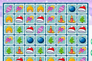 Kolorowa plansza z ikonami przedstawiającymi aniołki, czapki Mikołaja, świeczki, choinki, bombki i cukierki