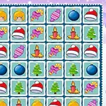 Kolorowa plansza z ikonami przedstawiającymi aniołki, czapki Mikołaja, świeczki, choinki, bombki i cukierki