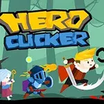 Postacie w stylu kreskówkowym w lesie z napisami Hero Cucker i postać z mieczem atakująca czarną sylwetkę z dużym palcem wskazującym