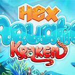 Napis Hex Aquatic Kraken z morskimi elementami w tle