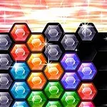 Kolorowe sześciokąty układane w pionowe i poziome rzędy na jasnym tle, z ikoną dłoni wskazującą jeden z elementów