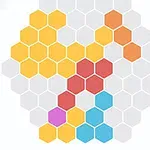 Kolorowe sześciokąty ułożone w różnorodne kształty na jasnym tle