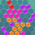 Kolorowe heksagony w różnych odcieniach różowego, pomarańczowego i czerwonego na sześciokątnej siatce