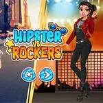 Dwie postacie kobiece, jedna w stylu hipster, druga jako rockerka, stojące obok siebie na podzielonym tle