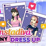 Kobiety w różnych stylizacjach w stylu kreskówkowym, z kolorowymi ikonami serc i komentarzy na fioletowym tle