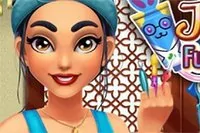 Jasmine przygotowuje się do konkursu kostiumów i makijażu twarzy