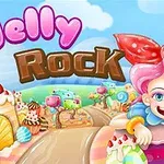 Postać z różowymi włosami i czerwonym kokardą na tle cukierkowej krainy z napisem Jelly Rock