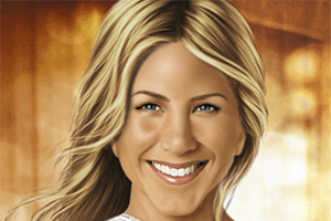 Kobieta z długimi blond włosami uśmiecha się na tle ciepłego, rozmytego światła