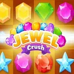 Kolorowe klejnoty ułożone w siatce z napisem Jewel Crush pośrodku