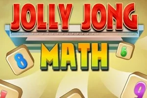 Kolorowy napis Jolly Jong Math na tle z numerami na kafelkach